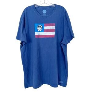 Life is Good Blue American Flag Short Sleeve Crusher T Shirt Sz XXL